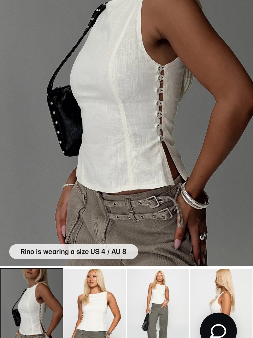 Princess Polly Escaper Top White US size 8 BNWT